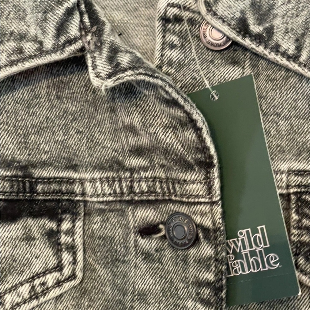 Wild Fable Cropped Denim Jean Jacket- Stone Washed Size S NEW - Picture 9 of 9
